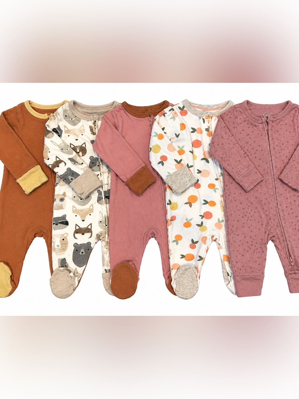 Cloud Island Baby Newborn Zip Footed Sleeper Pajama Bundle 5 Pc